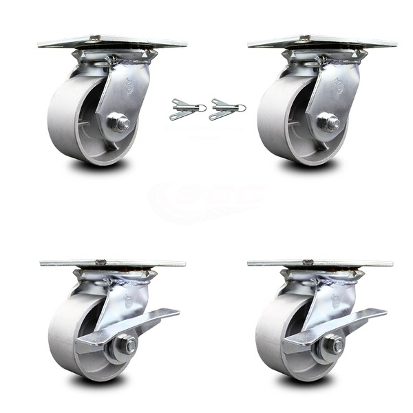 Service Caster 4 Inch Semi Steel Swivel Caster Swivel Locks 2 Brakes, 2PK SCC-35S420-SSB-BSL-2-SLB-2 - main